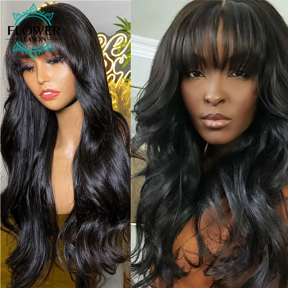 Long Human Hair Wig Brazilian Remy 180Density Wavy Human Hair Wigs With Bangs Machine Made Scalp Top Wig Body Wave For Women
Long Human Hair Wig Brazilian Remy 180Density Wavy Human Hair Wigs With Bangs Machine Made Scalp Top Wig Body Wave For Women
