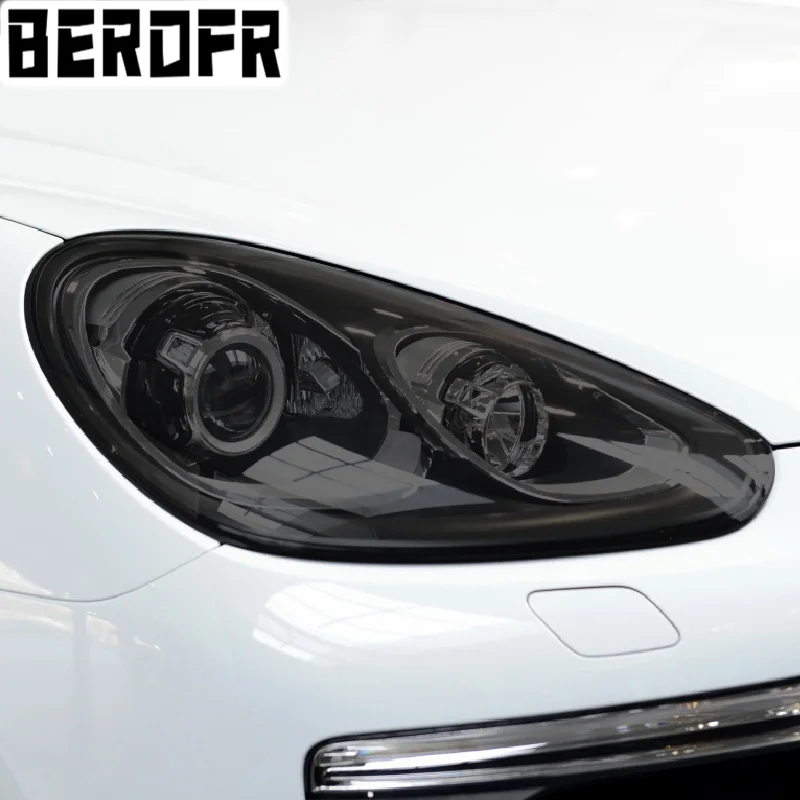 

2 Pcs Car Headlight Tint Smoked Black Protective Film TPU Light Sticker For Porsche 911 718 Cayenne Macan Taycan Accessories