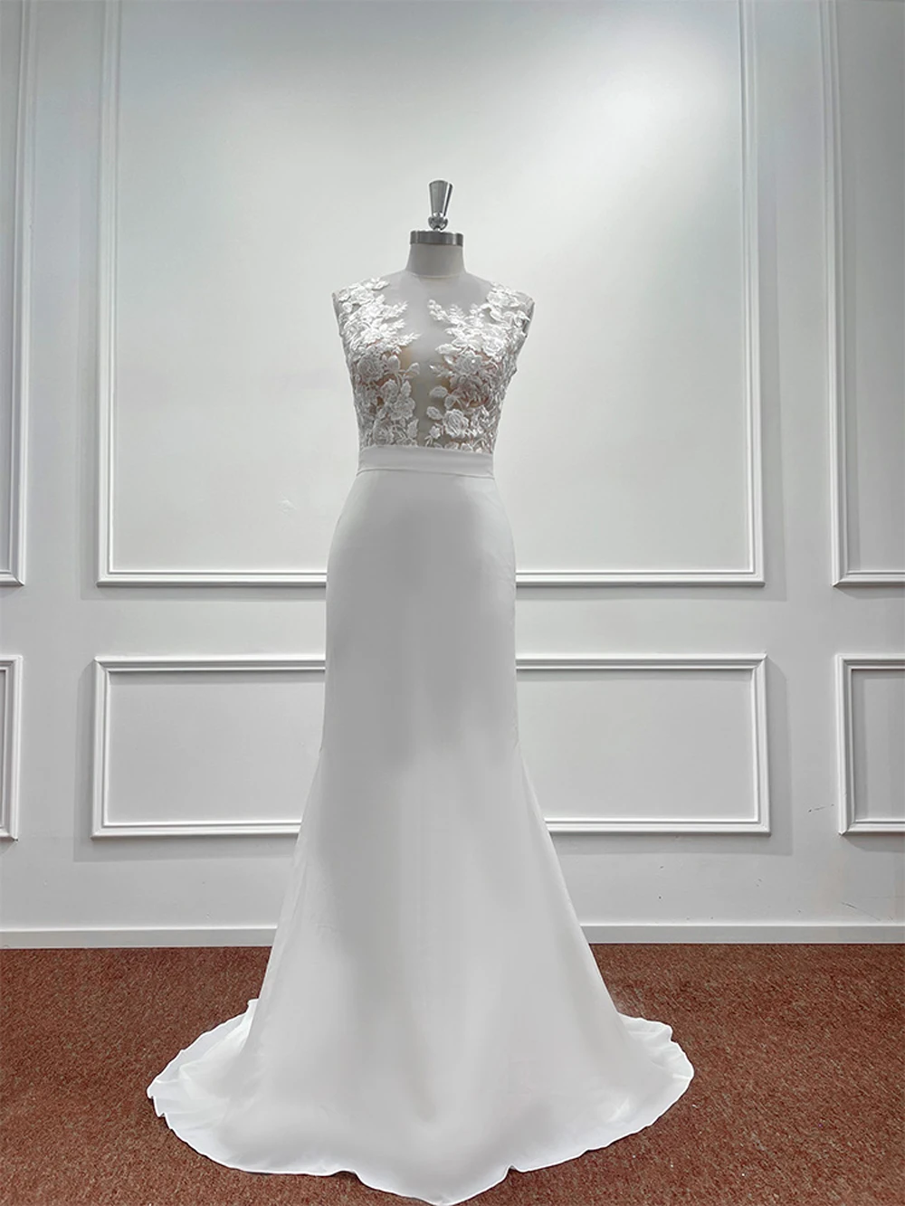 

Женское атласное свадебное платье It's yiiya, белое кружевное платье без рукавов с круглым вырезом и вышивкой в виде русалки на лето 2019