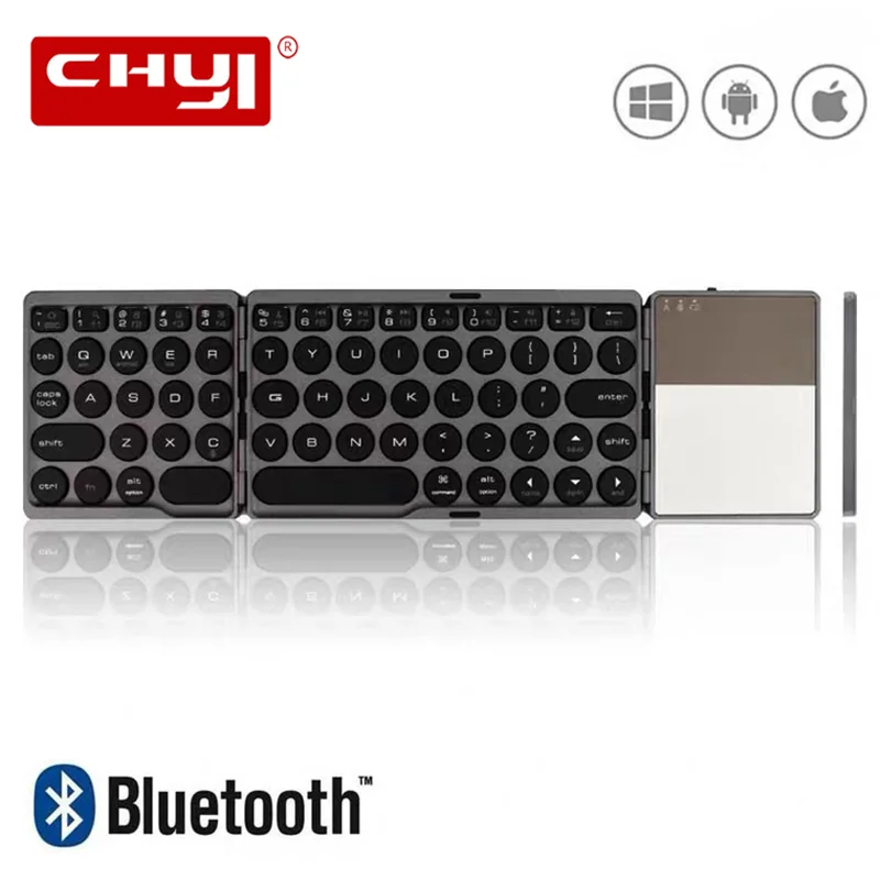 CHYI Foldable Wireless Bluetooth Keyboard With Touchpad Round Keycap Rechargeable Folding Mini Keyboard For Laptop Tablet Phone 
CHYI Foldable Wireless Bluetooth Keyboard With Touchpad Round Keycap Rechargeable Folding Mini Keyboard For Laptop Tablet Phone