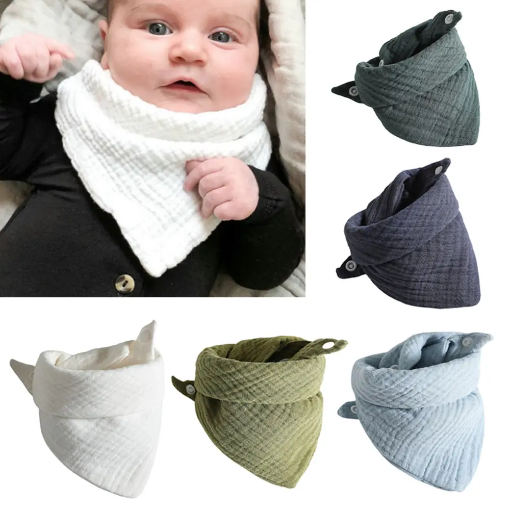 

Baby Bibs Cotton Gauze Muslin Drool Bandana Bib for Boys & Girls Adjustable Snap Soft Triangle Scarf Infant Feeding Saliva Towel