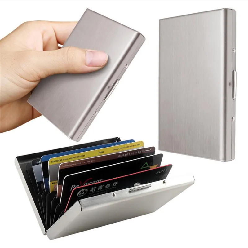 

Stainless Steel Credit Card Holder Men Slim Anti Protect Travel ID Cardholder Women Rfid Wallet Metal Case Porte Carte