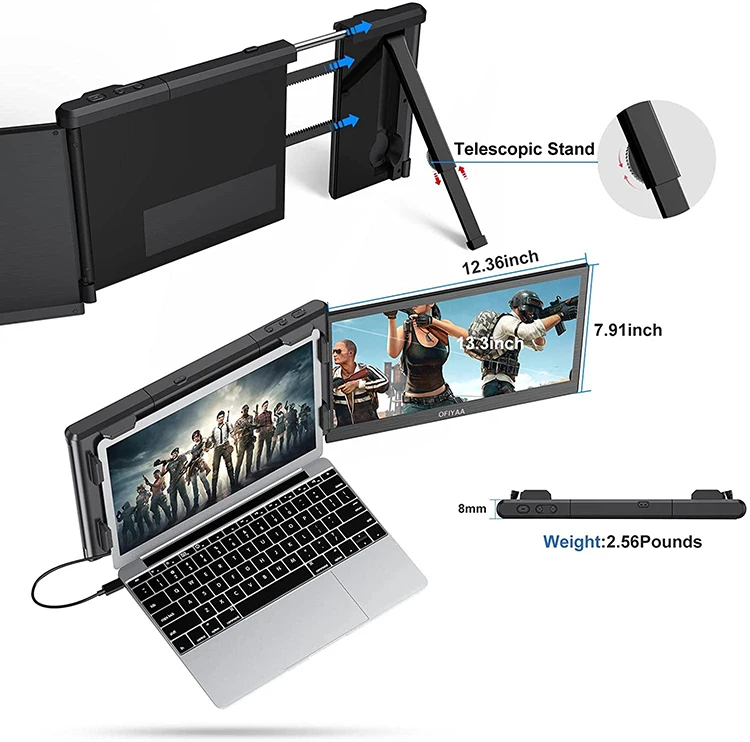 OFIYAA P1 Plus Portable Monitor 1080P IPS Attachable Dual Laptop Screen USB and Type C Powered Extra Screen Extender
OFIYAA P1 Plus Portable Monitor 1080P IPS Attachable Dual Laptop Screen USB and Type C Powered Extra Screen Extender