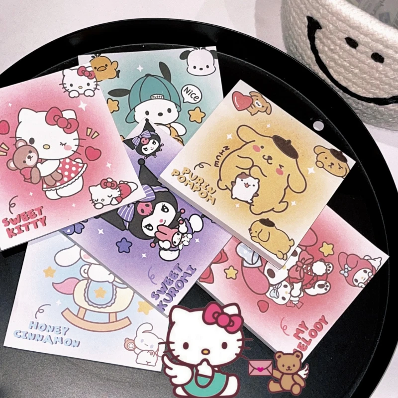 

50Pc/Set Sanrio Kuromi Hello Kitty Notebook Cinnamoroll My Melody Hand Book Note Paper Cartoon Memo With Stickers For Girls Gift
