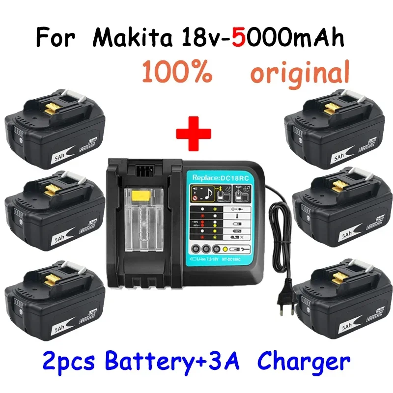 WIth Charger BL1860 Rechargeable Battery 18 V 5000mAh Lithium Ion for Makita 18v Battery 6ah BL1840 BL1850 BL1830 BL1860B LXT400
WIth Charger BL1860 Rechargeable Battery 18 V 5000mAh Lithium Ion for Makita 18v Battery 6ah BL1840 BL1850 BL1830 BL1860B LXT400