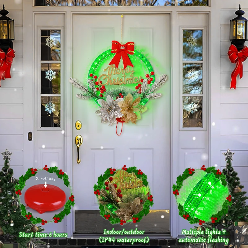 D2 Glowing Christmas Wreath For Front Door Wall Decor LED Window Hanging Light Up Xmas Garland Pendant Christmas Decoration 2023
D2 Glowing Christmas Wreath For Front Door Wall Decor LED Window Hanging Light Up Xmas Garland Pendant Christmas Decoration 2023