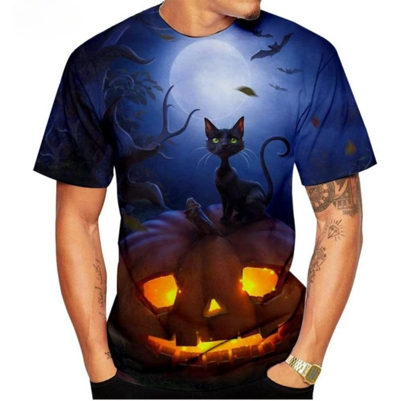 Refreshing Summer Men's Short Sleeve Halloween Cat 3D Print Large Round Neck Sports Loose Casual T-shirt Quick Drying Material
Refreshing Summer Men's Short Sleeve Halloween Cat 3D Print Large Round Neck Sports Loose Casual T-shirt Quick Drying Material
