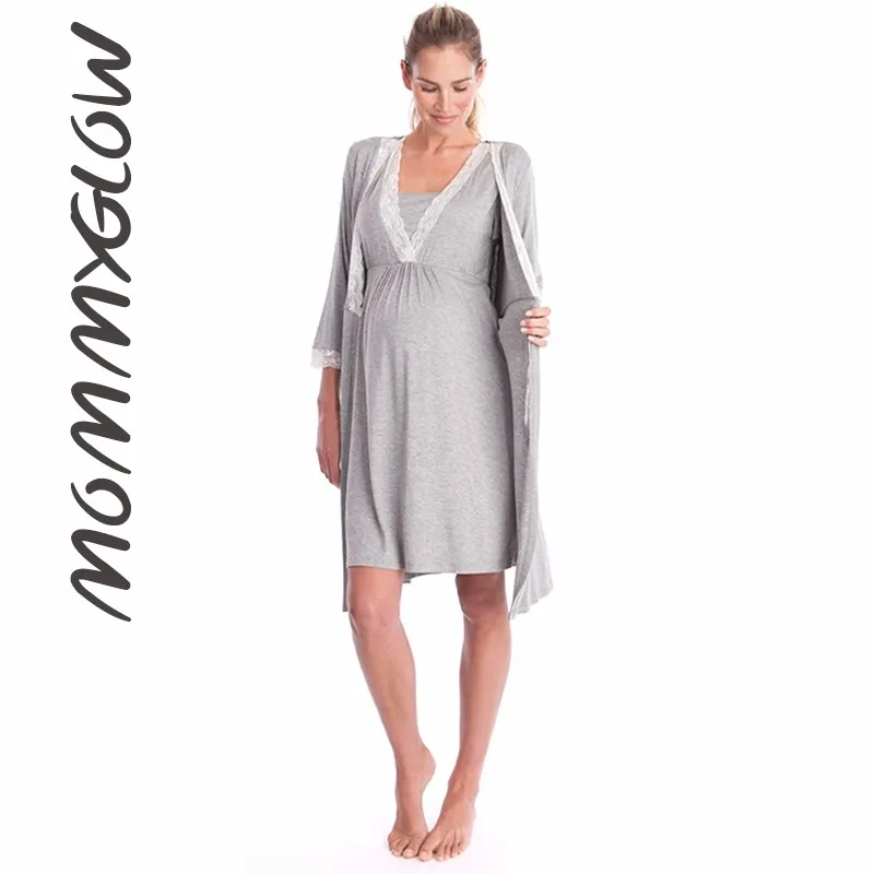 

Maternity Robe For Hospital Nightgown Pregnant Women Nursing Nightwear Pajama Lace Sleepwear Ropa Mujer Embarazada Premama Suits