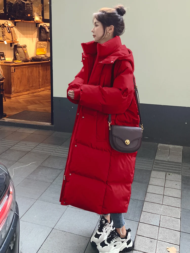 

Зимняя женская парка, новинка 2023, длинное прямое пуховое хлопковое пальто с капюшоном, Корейская Свободная куртка, модные женские теплые парки, верхняя одежда A51
