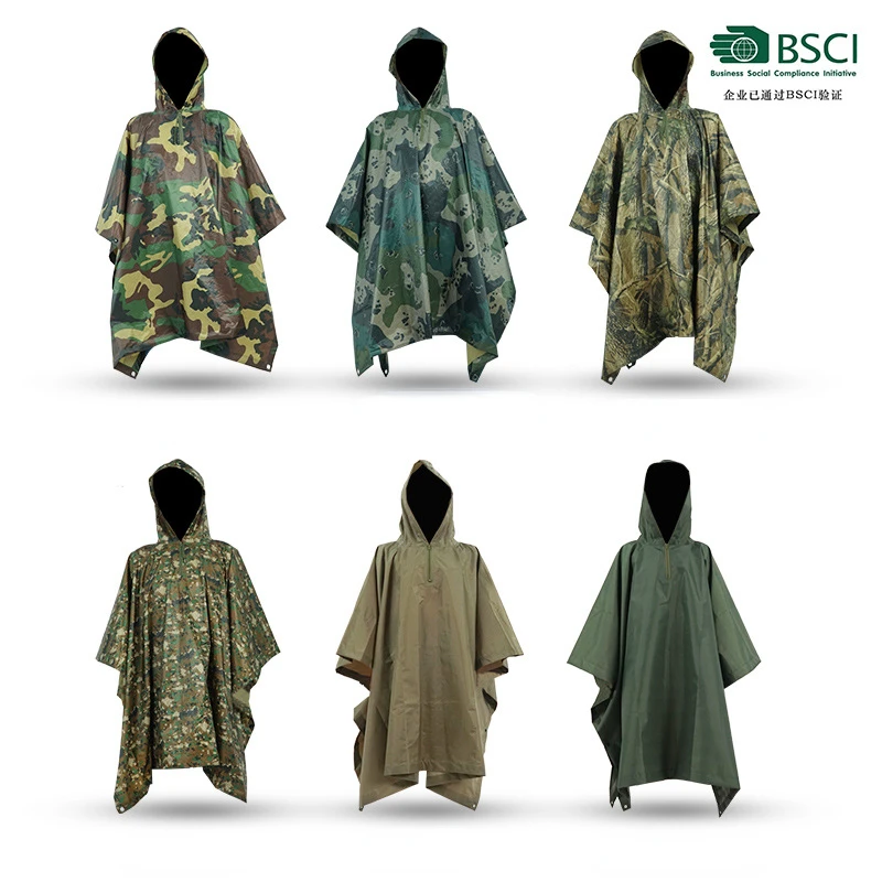 

Multifunctional Raincoat Waterproof Poncho Camouflage Cover for Camping Hunting Clothes Shelter Tent Military Emergency Raincoat