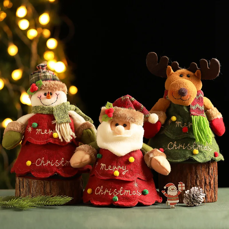 

Christmas Decoration New Linen Zipper Apples Bag Santa Claus Snowman Elk Gift Bag Candy Bag Xmas Gift Holder Christmas Ornament