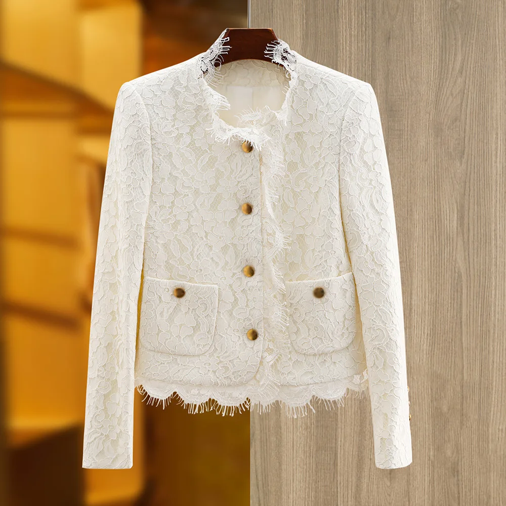 Vintage Style Lady Spring Fall Delicacy Lace Coat Women O-neckline Long Sleeve Single-breasted Quality Jacket
Vintage Style Lady Spring Fall Delicacy Lace Coat Women O-neckline Long Sleeve Single-breasted Quality Jacket