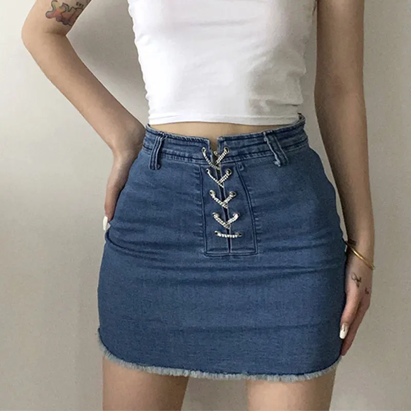 Blue Hand-Cut Denim Short Skirt With Chain Strap Front High-Waisted Denim Wrap Hip Skirt Fashion All-Matching Denim Skirt
Blue Hand-Cut Denim Short Skirt With Chain Strap Front High-Waisted Denim Wrap Hip Skirt Fashion All-Matching Denim Skirt