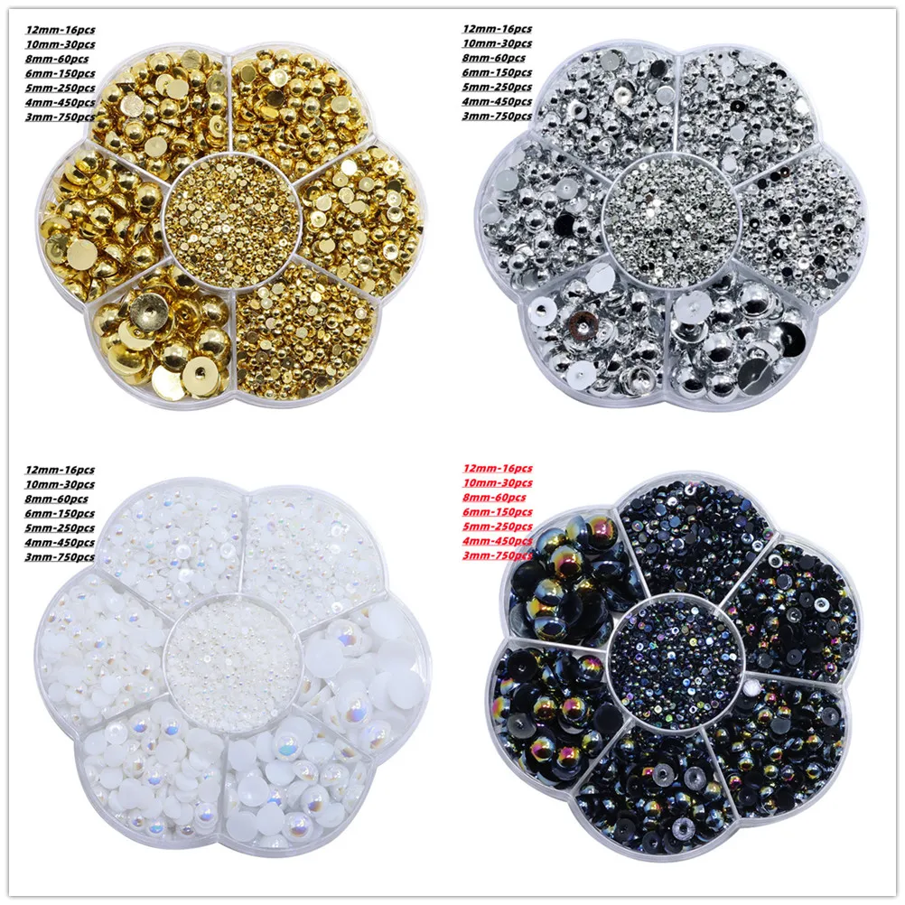 3-12mm 1650pcs/box AB Color Half Round Beads ABS Imitation Pearl Craft Half Round Flat Back Beads DIY Nail Art Decoration
3-12mm 1650pcs/box AB Color Half Round Beads ABS Imitation Pearl Craft Half Round Flat Back Beads DIY Nail Art Decoration