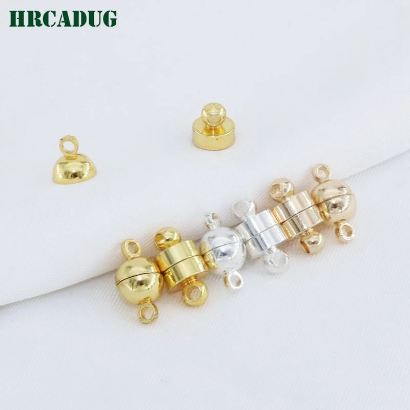 

6mm Magnetic Buckle 18K Gold Plated Round Ball Cylinder End Clasp For DIY Necklace Bracelet Jewelry Making Closing Clasps Found