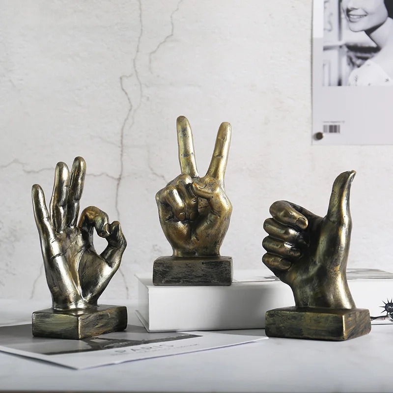 

Resin OK Victory Thumb Statue Sculpture Office Home Decor Ornaments Desktop Decoration Hand Gesture Figurine Home Accessories