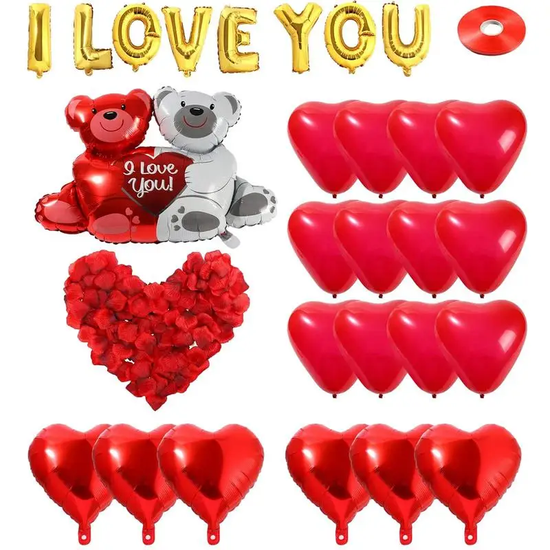 

2023 I Love You And Heart Balloons Valentine's Day Balloons Decorations Set Anniversary Birthday Party Decorations Love Balloon