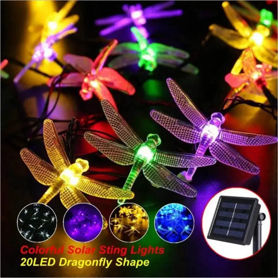 

Solar Dragonfly Lights String 100 LED 8 Modes Solar Fairy Lights for Xmas Party garden Christmas Decorations Outdoor Solar Lamp