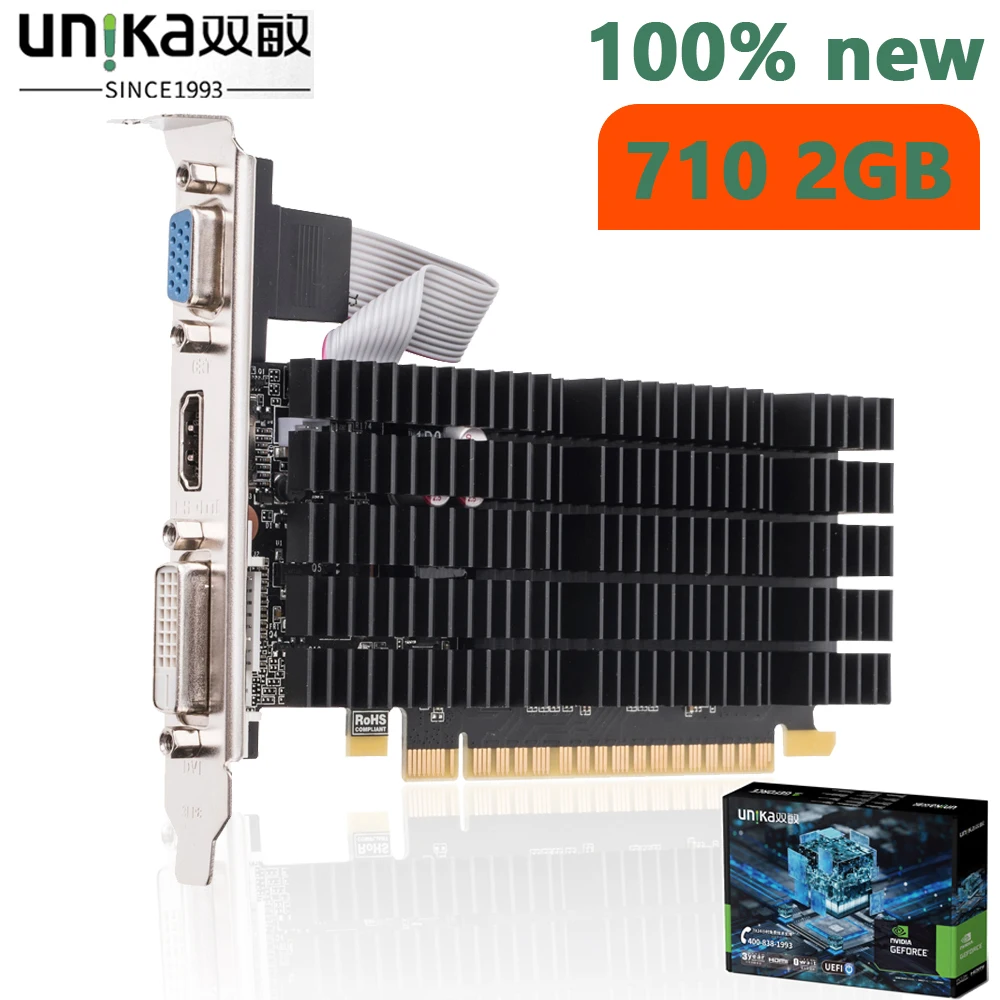UNIKA GT 710 2GB Graphic Card For NVIDIA GeForce GT710 Series GT710 2GB Graphics 945MHz HDMI VGA Video Cards Map 100% NEW 2GD3
UNIKA GT 710 2GB Graphic Card For NVIDIA GeForce GT710 Series GT710 2GB Graphics 945MHz HDMI VGA Video Cards Map 100% NEW 2GD3