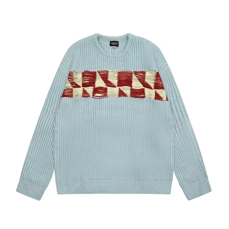 

New Style RAF SIMONS Sweater Men Women Sky Blue Sweaters Knit Sweatshirts