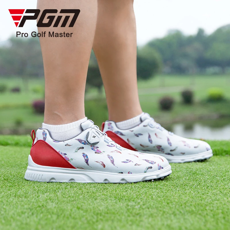 

PGM new golf shoes Men's shoes personality feather pattern sneakers waterproof microfiber leather shoes