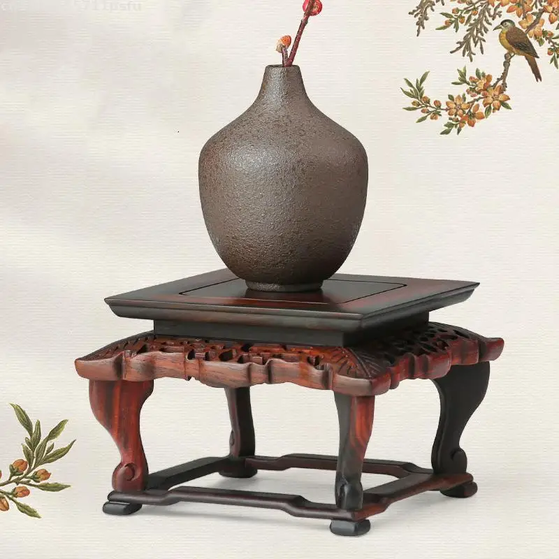

Ebony Base Tea Sets Wooden Pedestal Crafts Bonsai Plant Decorative Shelf Buddha Incense Vase Display Stand Fish Tank Lathe Table