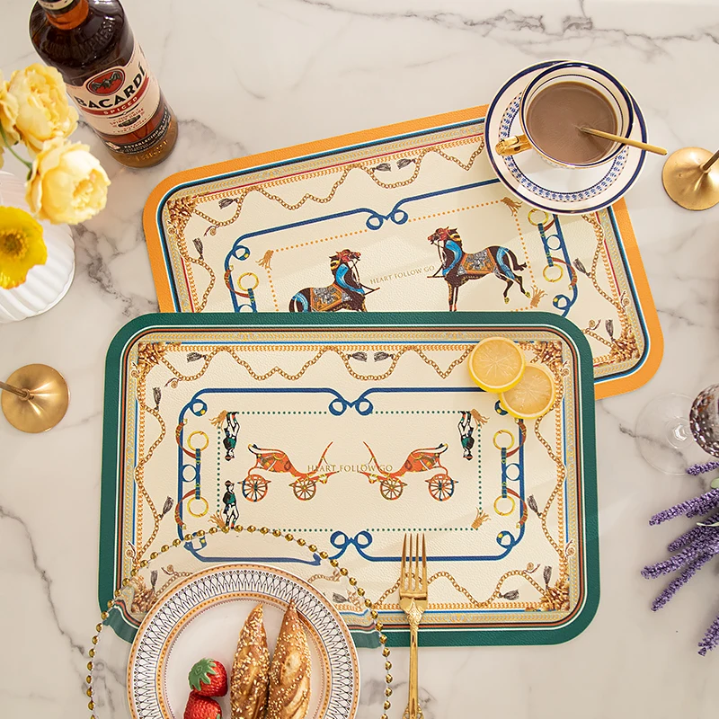 European Western style table mats, waterproof, oil resistant table mats, PU leather mats, coffee table mats, tableware mats
European Western style table mats, waterproof, oil resistant table mats, PU leather mats, coffee table mats, tableware mats