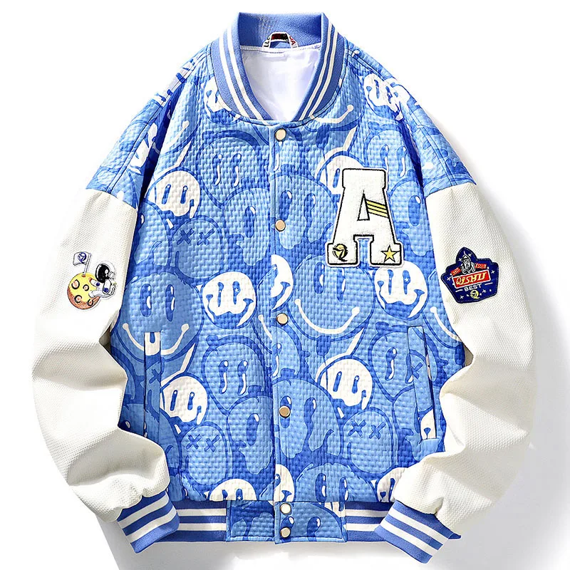 Embroidered Combination Patch Bomber Jacket Men Spring Smiling Face Baseball Clothes Trendy Men's Streetwear Fashion Couple Coat
Embroidered Combination Patch Bomber Jacket Men Spring Smiling Face Baseball Clothes Trendy Men's Streetwear Fashion Couple Coat