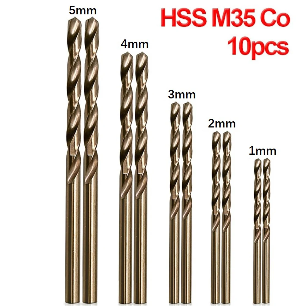 10Pcs HSS-CO M35 Cobalt Drill Bit Set 1/2/3/4/5mm For Stainless-Steel Metal Wood Metal Drilling Rotary Woodworking Tool
10Pcs HSS-CO M35 Cobalt Drill Bit Set 1/2/3/4/5mm For Stainless-Steel Metal Wood Metal Drilling Rotary Woodworking Tool