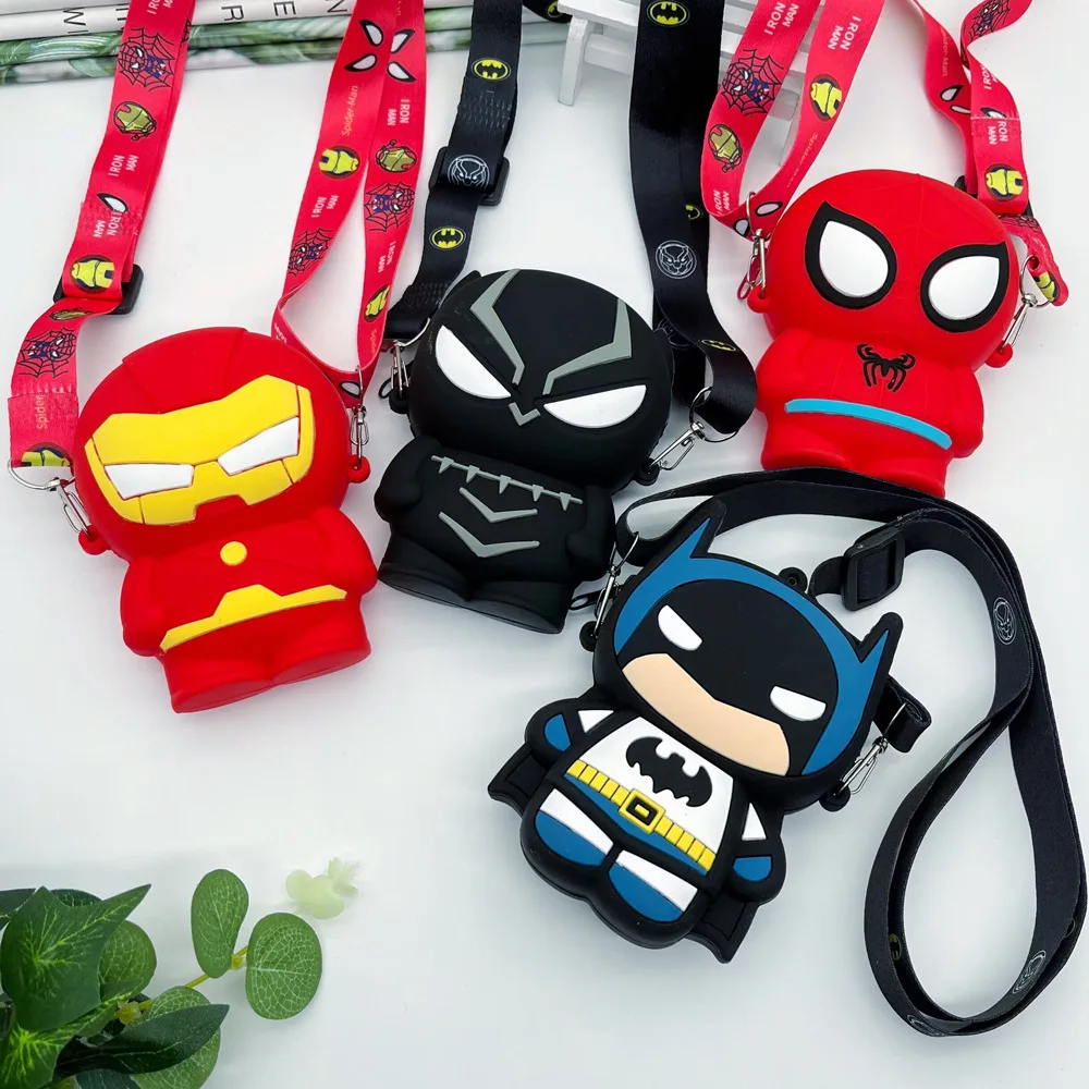 

Anime The Avengers Marvel Cartoon Cute Spider Man Trendy Cool Change Card Bag Iron Man Adjustable Strap Kids Crossbody Bag