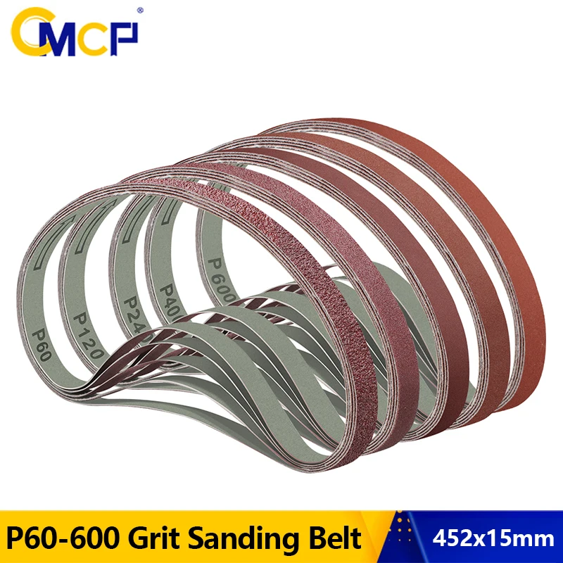 

CMCP Sanding Belt 10pcs 452x15mm Angle Grinder Sander Sanding Bands for Wood Soft Metal Polishing Grit P60 120 240 400 600