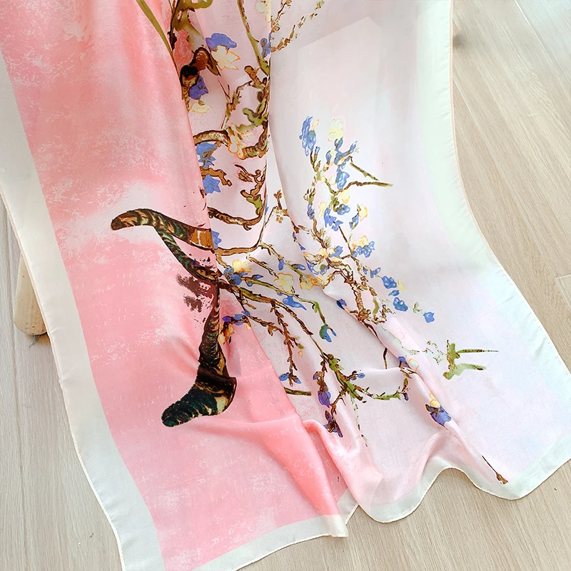 

Brand Designer Silk Scarf Female Bandana Long Shawls Wraps Winter Neck Scarves Pashmina Lady Luxury Beach Hijab Foulard 90*180cm