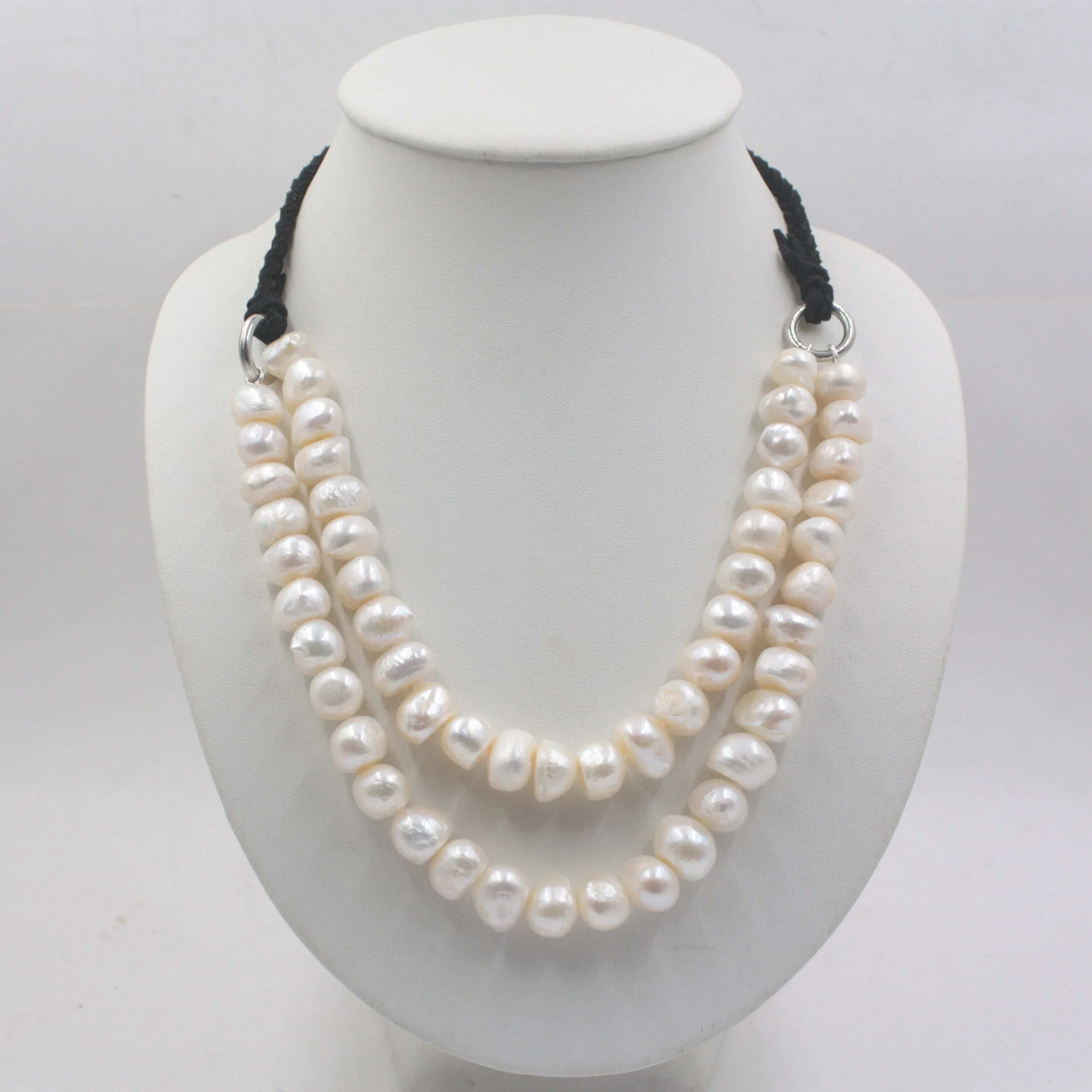 

12-13mm Natural Freshwater Pearl Choker Necklace Baroque White Pearl Women's Jewelry Winter Sweater Pearl chains 20inch Elegant