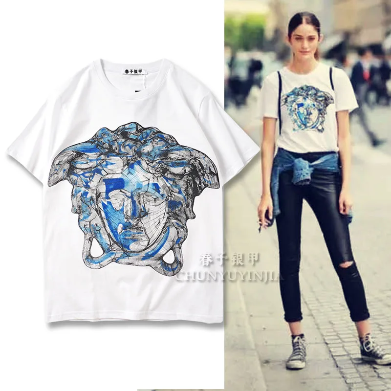 Chun yu yin jia Designer luxury clothes brand Portrait 3D Print graphic Short-Sleeved Black T-Shirt tee for women couple wear
Chun yu yin jia Designer luxury clothes brand Portrait 3D Print graphic Short-Sleeved Black T-Shirt tee for women couple wear