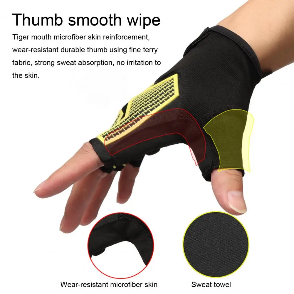 

Велосипедные перчатки, дышащие амортизирующие перчатки с открытыми пальцами для фитнеса, бодибилдинга, тяжелой атлетики, для велоспорта, регулируемые для мужчин