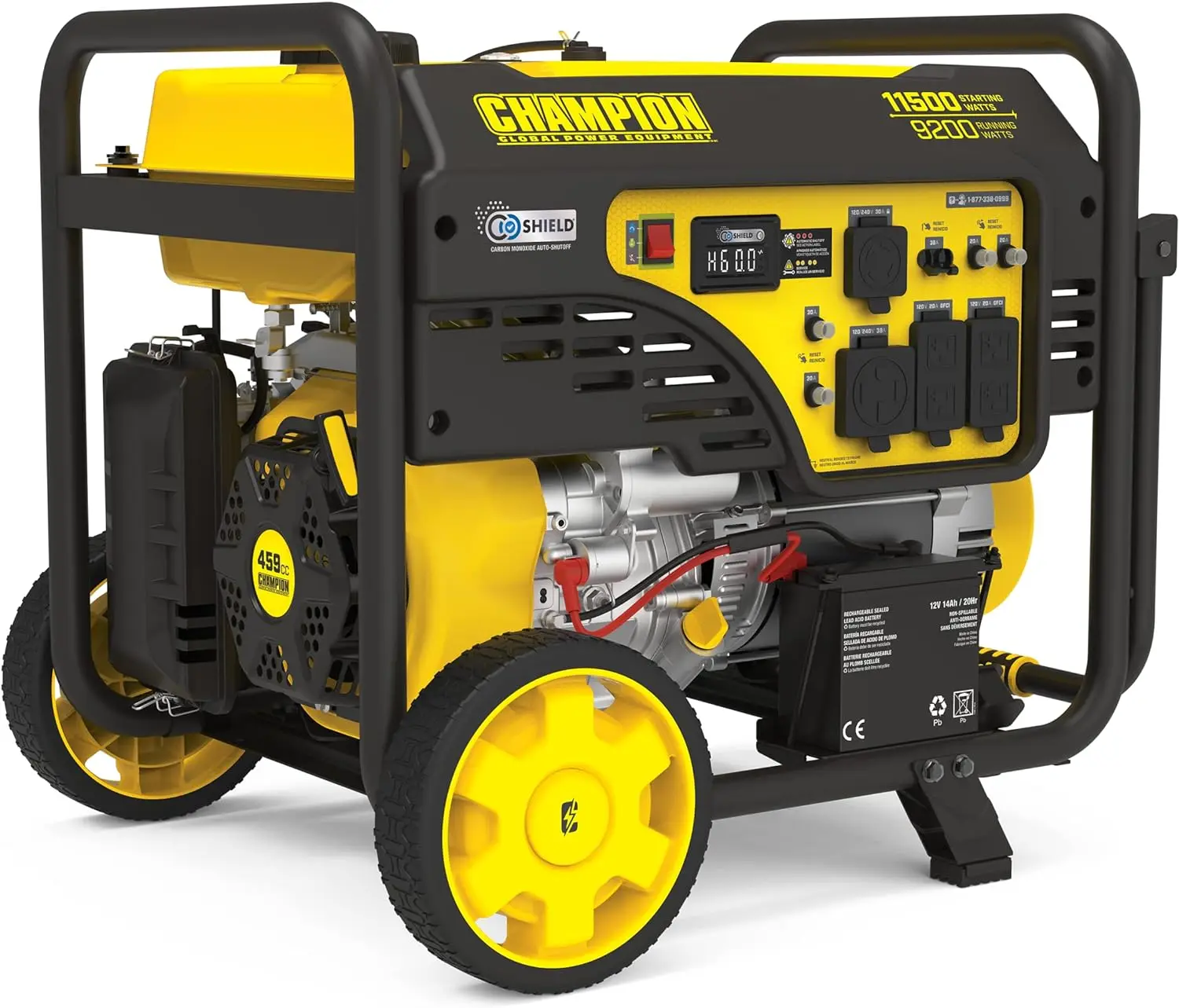 Champion Power Equipment 201110 11,500/9,200-Watt Electric Start Portable Generator with CO Shield,Yellow
Champion Power Equipment 201110 11,500/9,200-Watt Electric Start Portable Generator with CO Shield,Yellow
