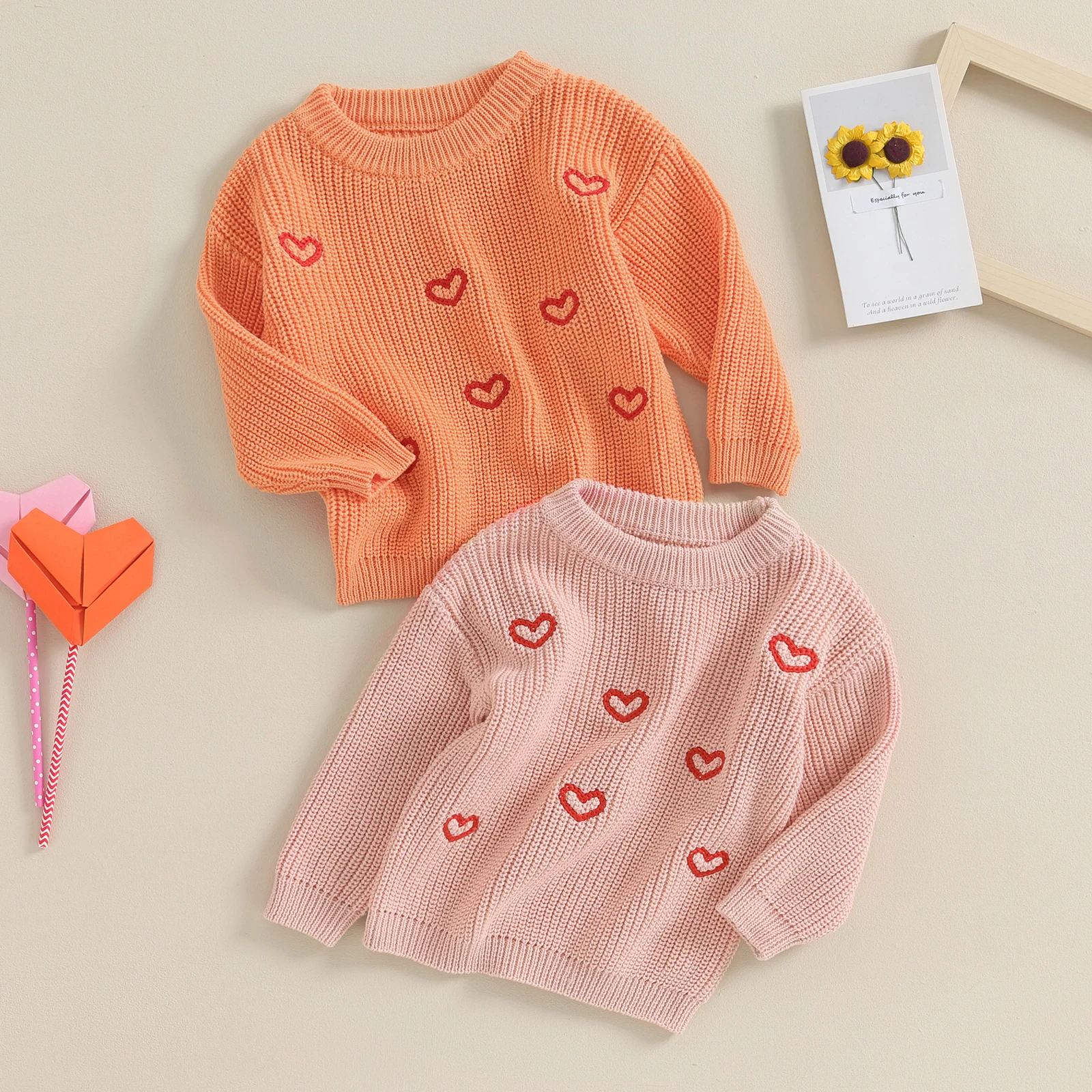 Baby Sweater Warm Winter Valentine's Day Clothes Toddler Girls Crew Neck Long Sleeve Heart Pattern Knit Tops Loose Fit Pullovers
Baby Sweater Warm Winter Valentine's Day Clothes Toddler Girls Crew Neck Long Sleeve Heart Pattern Knit Tops Loose Fit Pullovers