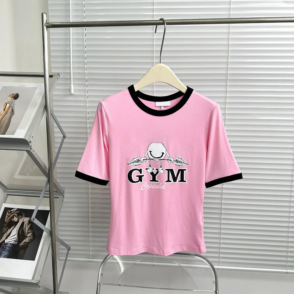 High quality! Women's 24 years spring and summer new pink letters printed Slim short-sleeved T-shirt tops
High quality! Women's 24 years spring and summer new pink letters printed Slim short-sleeved T-shirt tops