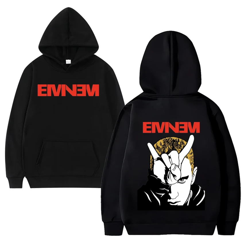 

Толстовка унисекс с двусторонним принтом, популярный пуловер в стиле рэпера Eminem, винтажная уличная одежда в стиле хип-хоп, флисовый пуловер оверсайз с длинным рукавом для мужчин и женщин