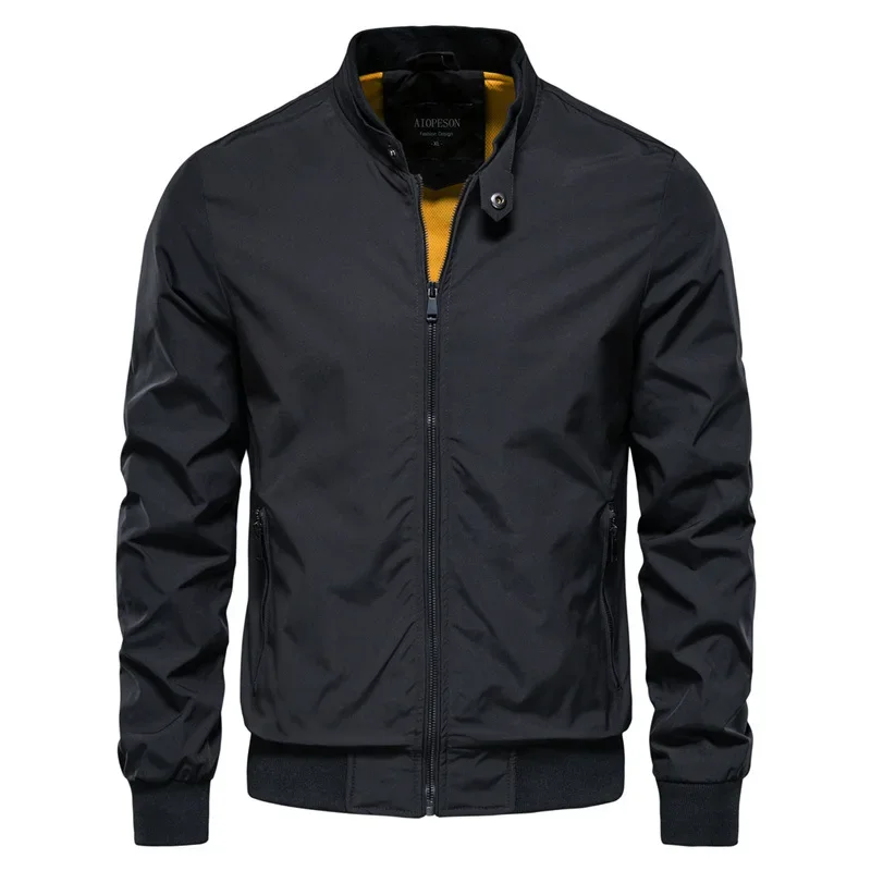

Осенняя Новая мужская куртка с воротником-стойкой, повседневная Корейская версия, пальто, модная облегающая американская мужская верхняя одежда, кожаная куртка