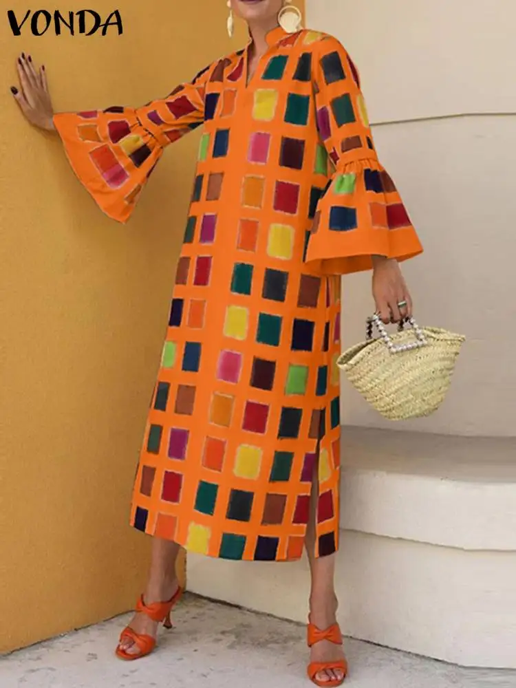 Bohemian Plaid Midi Dress Women Plus Size 5XL VONDA Printed Vestido Long Flare Sleeve Elegant Party Evening Sundress Casual Robe
Bohemian Plaid Midi Dress Women Plus Size 5XL VONDA Printed Vestido Long Flare Sleeve Elegant Party Evening Sundress Casual Robe