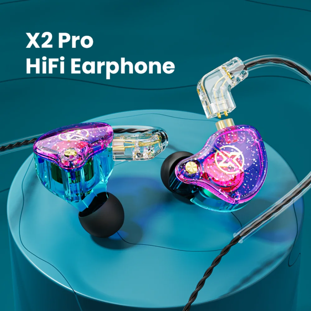 

X2 Pro 3.5mm Type-C Detachable Wired Dual Dynamic HiFi Earphone, Noise Cancelling Monitor Headset, Bass Stereo Music Earbuds