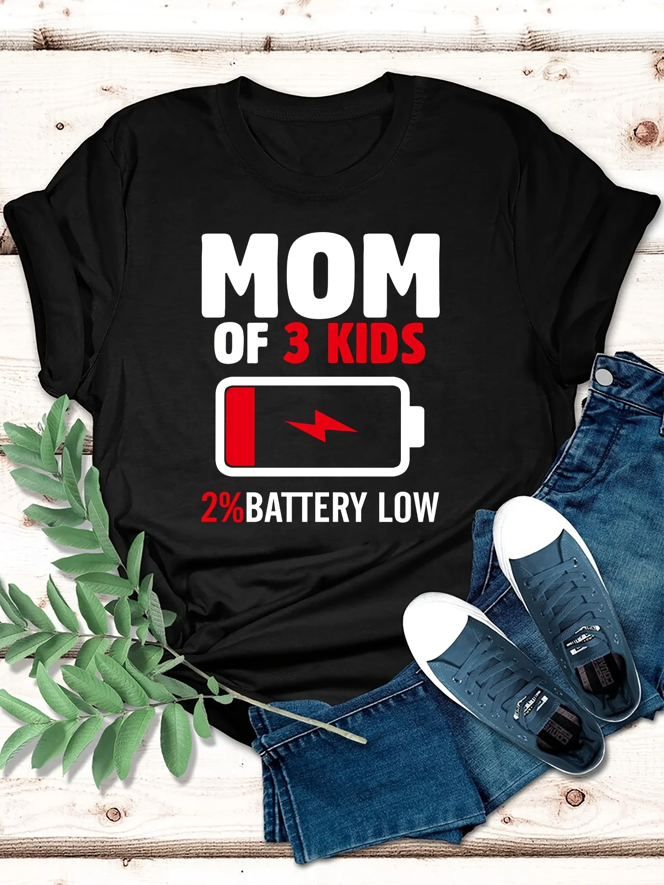Battery & Letter Print Crew Neck T-Shirt for Women - Casual Short Sleeve Tee for Spring & Summer
Battery & Letter Print Crew Neck T-Shirt for Women - Casual Short Sleeve Tee for Spring & Summer