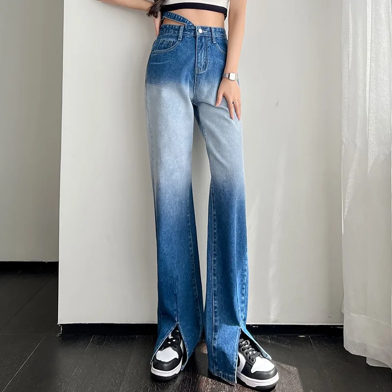 Y2K Gradient color contrast high-waisted Jeans Women traf 2024 slit mop loose wide leg casual straight leg pants pantalones
Y2K Gradient color contrast high-waisted Jeans Women traf 2024 slit mop loose wide leg casual straight leg pants pantalones