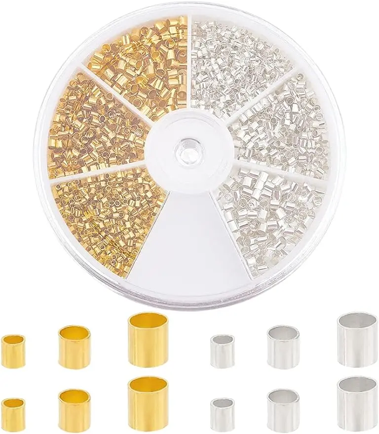 3000Pcs 3Sizes 2 Colors Brass Tube Crimp Beads Cord End Caps Diameter 1.5mm 2mm 2.5mm for Bracelet Necklace NJewelry Making
3000Pcs 3Sizes 2 Colors Brass Tube Crimp Beads Cord End Caps Diameter 1.5mm 2mm 2.5mm for Bracelet Necklace NJewelry Making