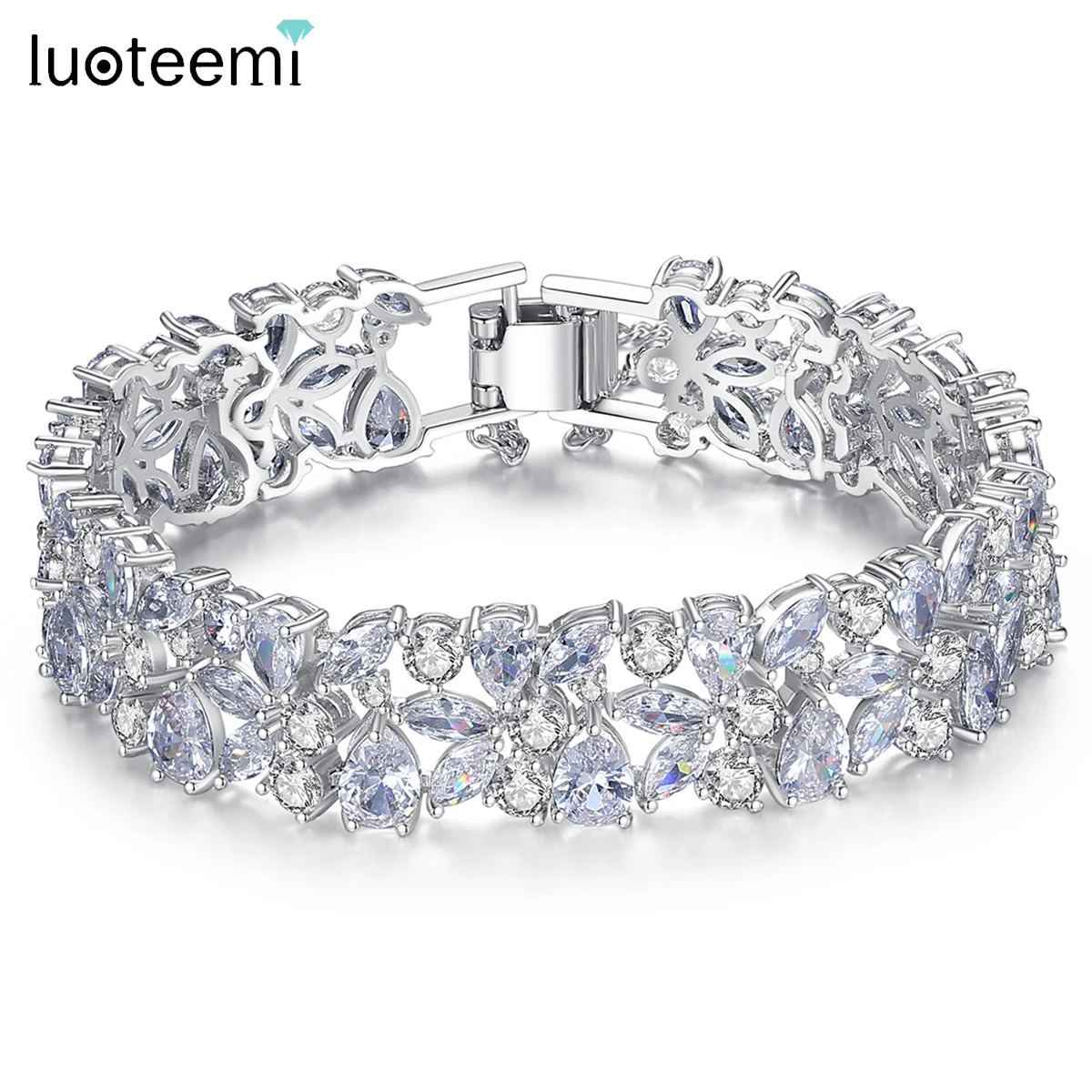 LUOTEEMI New Fashion Flower Cluster Round CZ Bracelets for Women Wedding Engagement Party Jewelry Bracciali Donna Bijoux Gifts
LUOTEEMI New Fashion Flower Cluster Round CZ Bracelets for Women Wedding Engagement Party Jewelry Bracciali Donna Bijoux Gifts