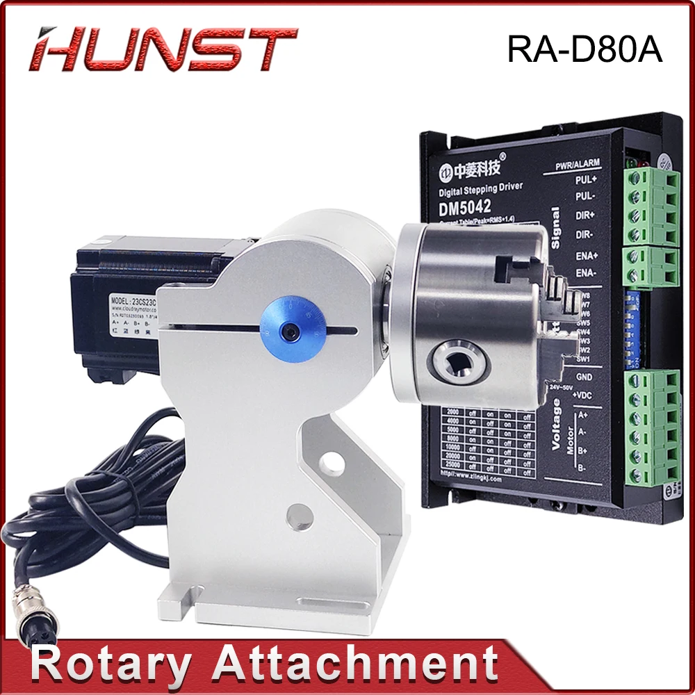 Hunst Rotary Attachment RA-D80A Rotary Device with Three Chuck +DM5042 Driver for UV CO2 & Fiber Laser Marking Machine
Hunst Rotary Attachment RA-D80A Rotary Device with Three Chuck +DM5042 Driver for UV CO2 & Fiber Laser Marking Machine