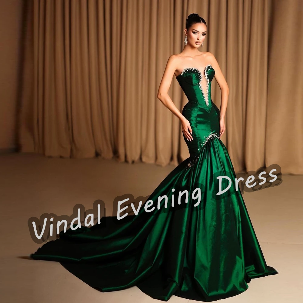 Vindal Evening Dresses Strapless Floor Length Mermaid Built-in Bra Elegant Satin Sleeveless Sexy Saudi Arabia For Woman 2024
Vindal Evening Dresses Strapless Floor Length Mermaid Built-in Bra Elegant Satin Sleeveless Sexy Saudi Arabia For Woman 2024