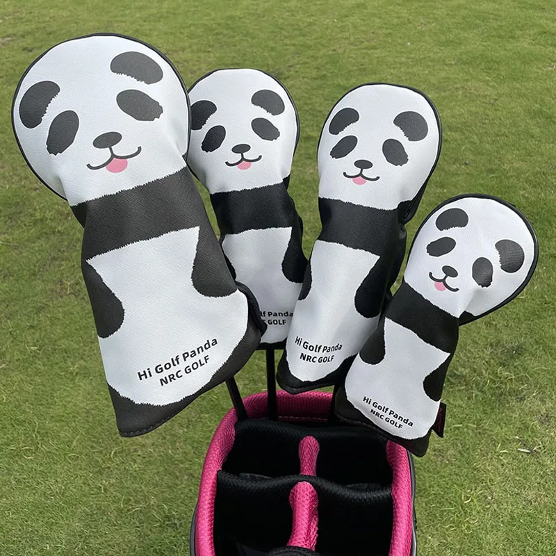 

Golf Club Headcovers Cute Panda for Driver Fairway Covers Hybrid Woods #135 UT PU Leather Waterproof Cover Universal Protector