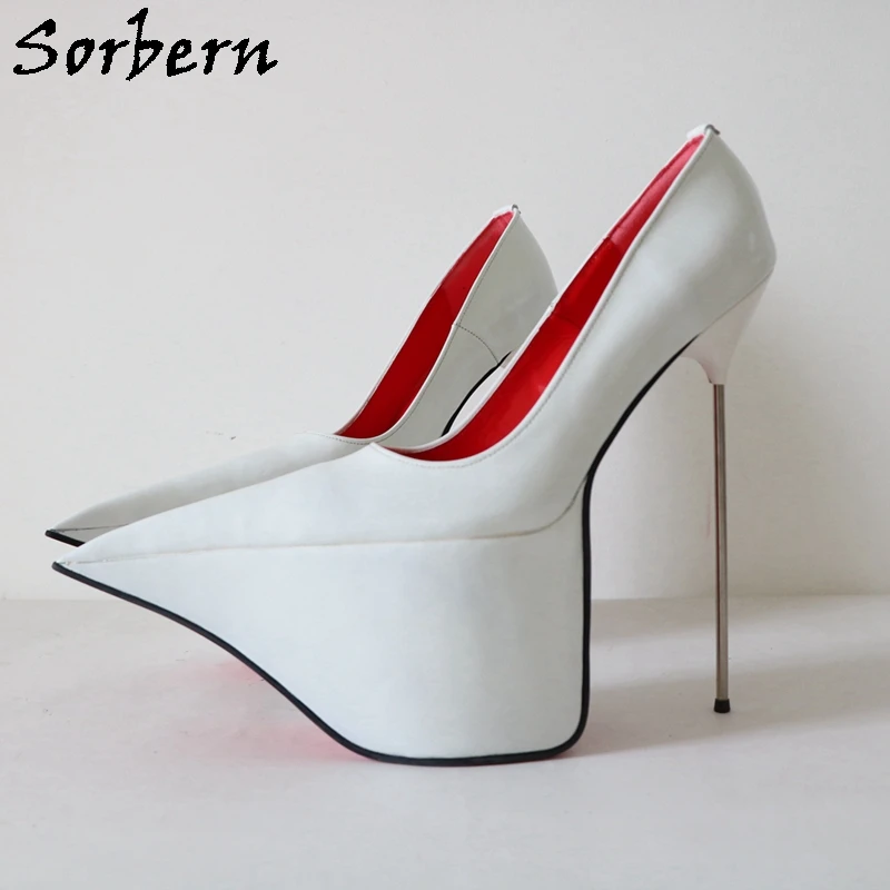 

Sorbern 22Cm Metal Stilettos Pump Shoes Fetish Long Pointed Toe Slip On Night Club Party Shoes For Crossdresser Drag Queen Heel